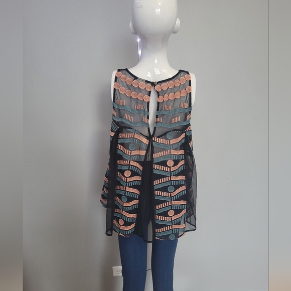 Anthropologie Akemi and Kin Kalila Embroidered Mesh Tank, GUC, Size M - Picture 3 of 8